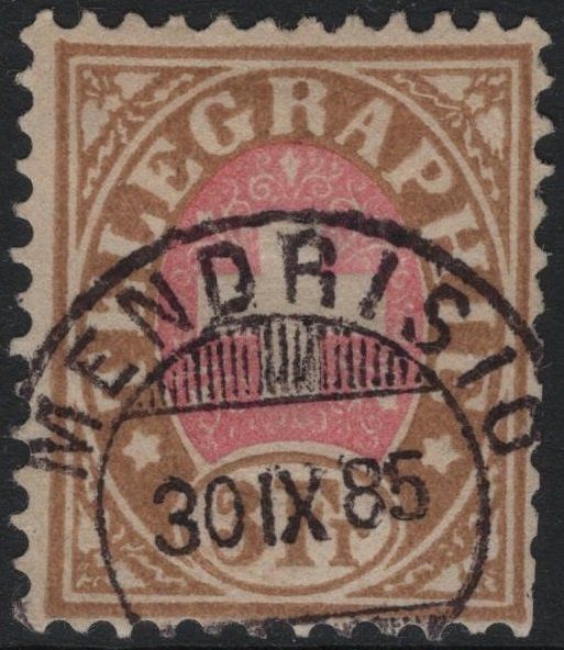 Tutti i francobolli: MENDRISIO 30 IX 85 Stempel auf 3 Fr. Telegraphen Marke – Usato da Eglisau venduto da Chperfins