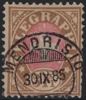 MENDRISIO 30 IX 85 Stempel auf 3 Fr. Telegraphen Marke