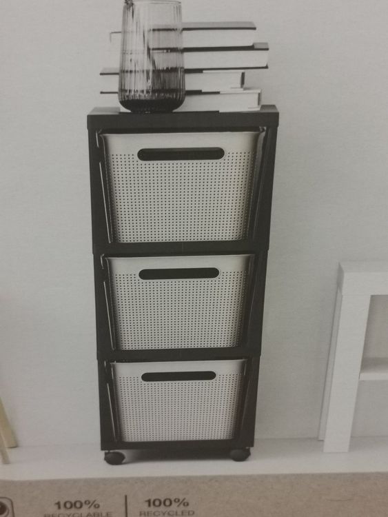 Tontarelli Schubladenturm 3x13,5L - Mit Rollen In Schwarz Für Büro Und Zuhause