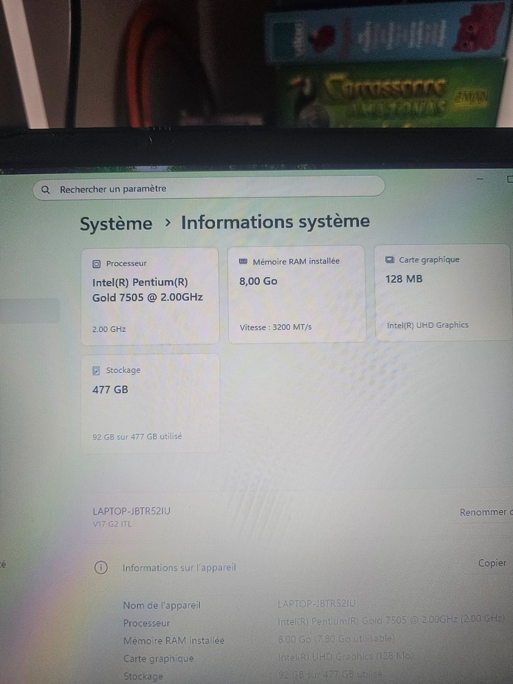 Lenovo Notebook: Lenovo V17G2itl - 500go - 8go ram – Usato da Bussigny venduto da Elie 2