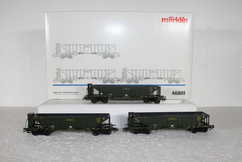 Märklin 46801 Wagen-Set Kohlentrichterwagen OOt K.Bay.Sts.B. (Gebraucht ...