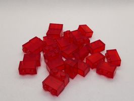 Lego 25 Stk. Bricks 1x2 (transparent red)