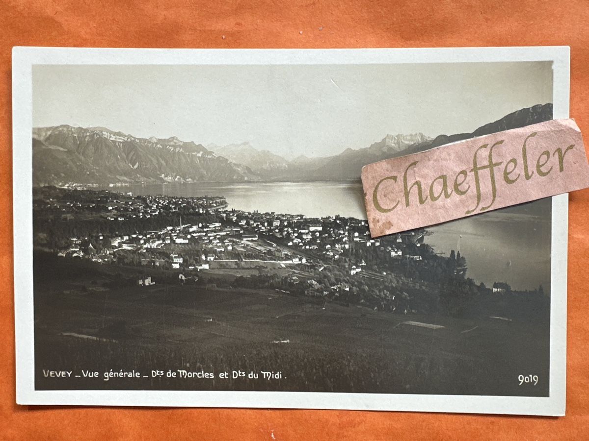 Cartoline postali: Vevey Vue générale DTS. De Morcles et Dts. du Midi. – Usato da Zürich venduto da Chaeffeler