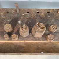 7 St. Antik Gewichte, Balkenwaagegewichte Sechskantgewichte