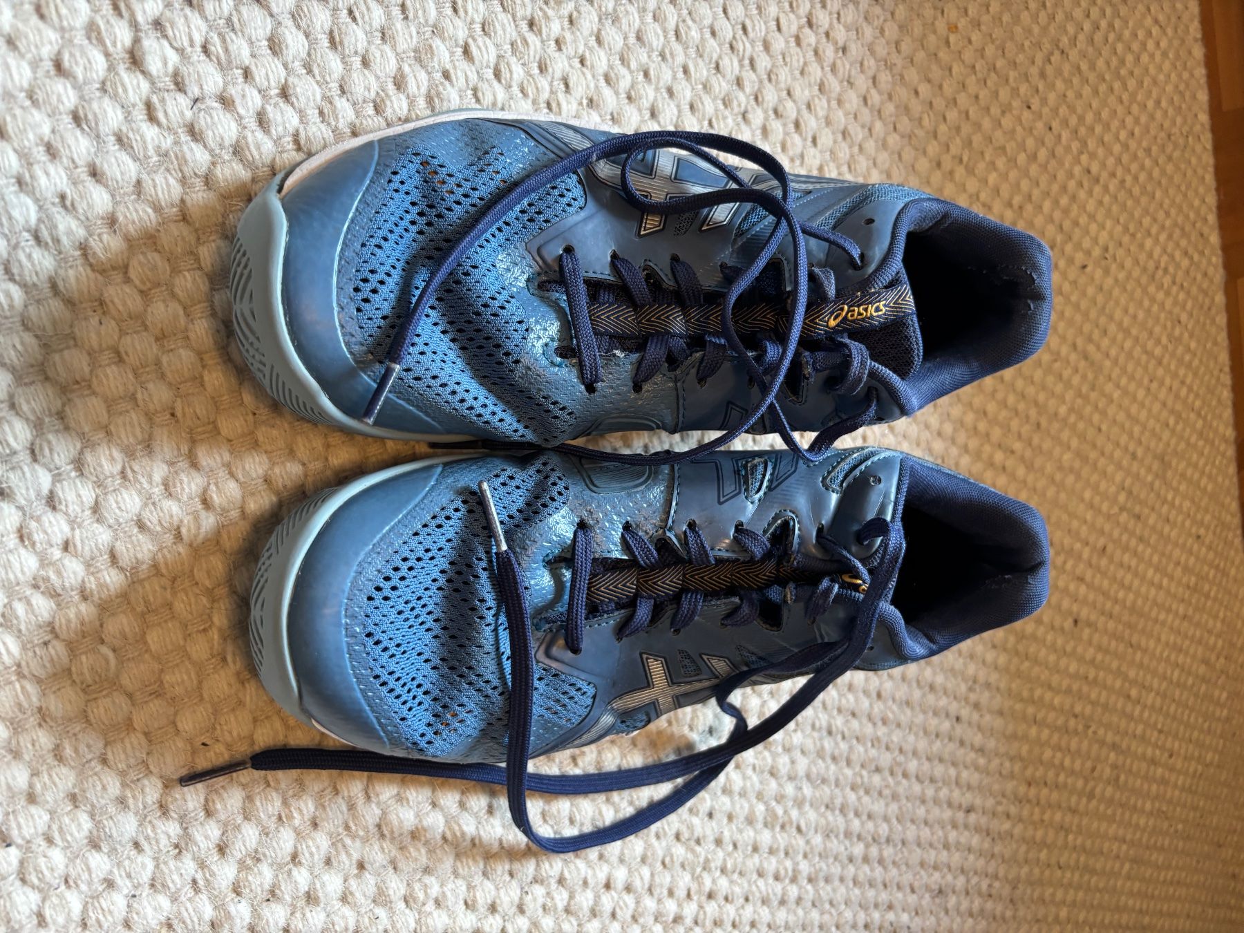 Asics Scarpe per ragazzi: Asics Hallenschuhe blau gelb – Usato da Winterthur venduto da nicolap16