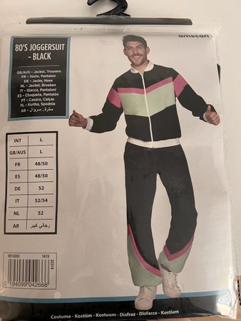 80er Jahre Jogginganzug Kostüm Amscan schwarz Grösse L
