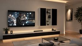 TV-Sideboard/Longboard + Wandteil, mit Rauchglas, ab Fr. 1.-