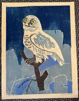 Holzschnitt die Eule, handsigniert Jeanne Oosting (ID b4985)