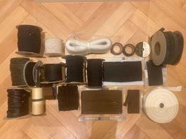 Grosses Lot Bänder / Schrägbänder / Lederschnur etc