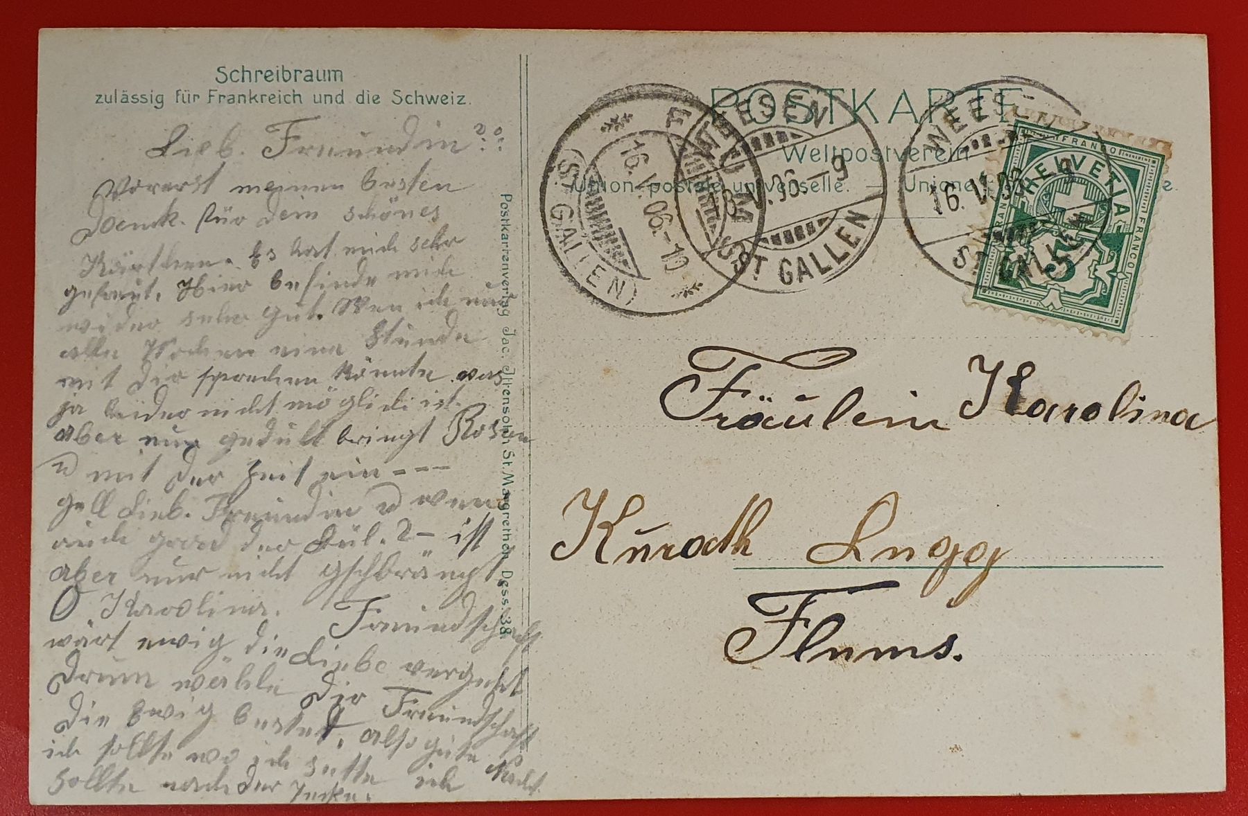 Cartoline postali: Gruss aus Weesen 1906 – Usato da Kreuzlingen venduto da Rschweiz1 1
