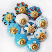 Möbelknopf-10 Stk-Set,Möbelknöpfe Blau Knäufe Keramik H