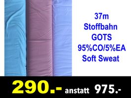 🔴  Stoffbahn 37m GOTS 95%CO/5%EA Soft Sweat /485B