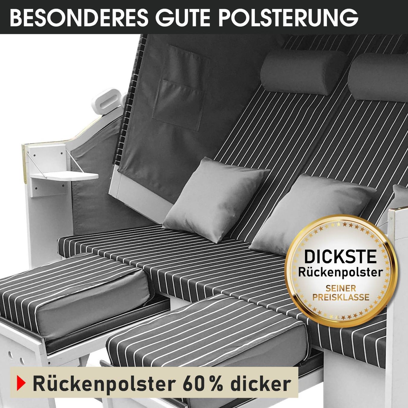 Sedie a sdraio: Strandkorb 3-Sitzer + Schutzhülle - Hellblau/Gestreift – Nuovo e nell'imballaggio originale da Wallenwil venduto da toesstal-vertrieb 9