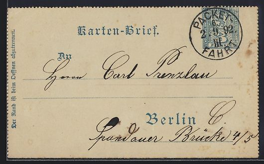 Cartoline postali: Vorläufer-AK Berlin, 1892, Ganzsache de – Usato da Berlin venduto da bartko-reher