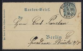 Vorläufer-AK Berlin, 1892, Ganzsache de