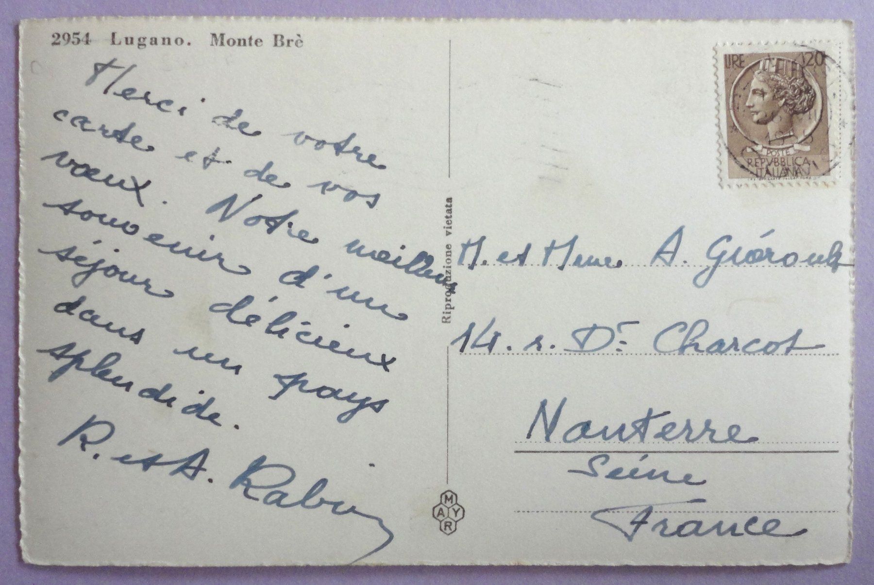 Cartes postales: Lugano, Monte Brè – D'occasion à Fétigny par Billy2miny 1