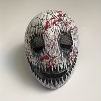 Horror Maske Blut-Smile weiss mit Zähnen, Latex, neu
