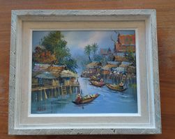 Kleines Aquarell von einer Asienreise mitgebracht