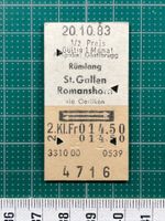Rümlang - St. Gallen / Romanshorn, altes Bahn Billett, SBB