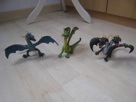 Stk. 3 BULLYLAND Spielzeugfigur Drache / DRACHEN  SET