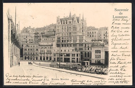 Cartoline postali: AK Lausanne, Maison Meroier, 1903 – Usato da Berlin venduto da bartko-reher