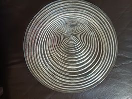 Glasplatte / Servierplatte mit Spiralmuster, Hergiswil