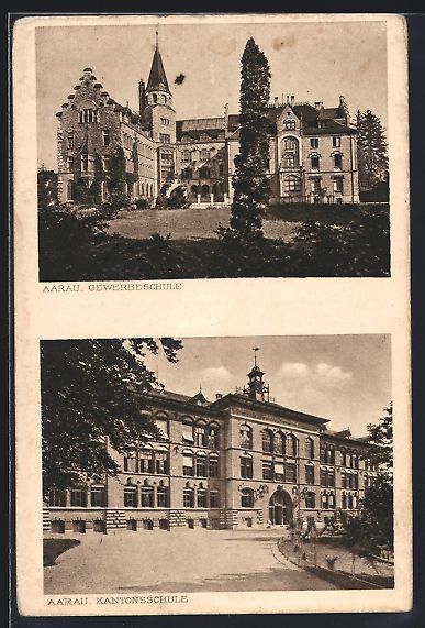 Cartoline postali: AK Aarau, Gewerbeschule, Kantonsschule – Usato da Berlin venduto da bartko-reher