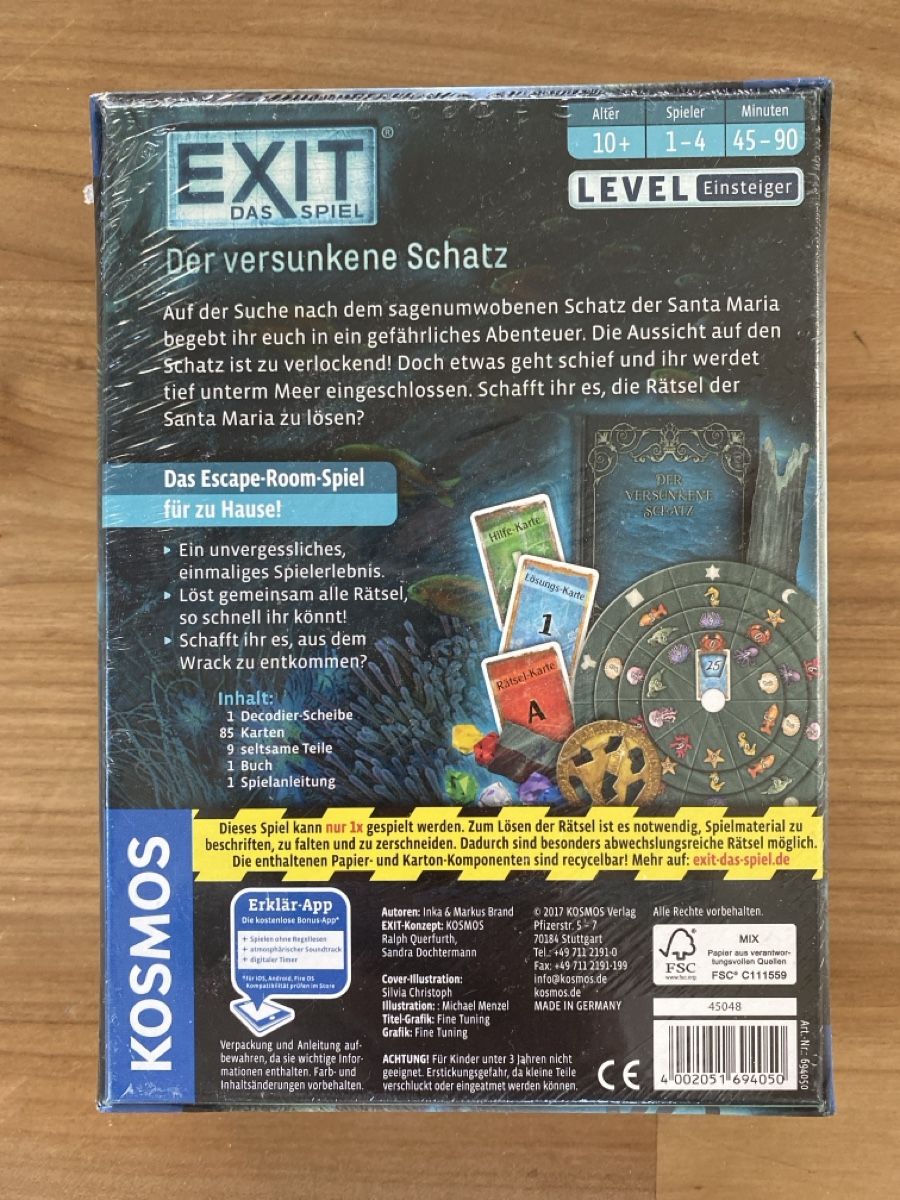 Kosmos Giochi: Exit Spiel: Der versunkene Schatz – Nuovo e nell'imballaggio originale da Basel venduto da lxbsl 1