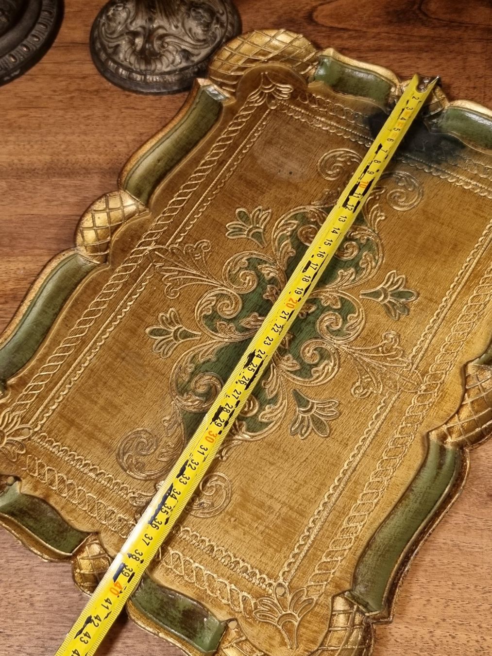 Piatti di portata: Vintage Florentiner Tablett grün-gold – Usato da Scharnachtal venduto da devin03 3