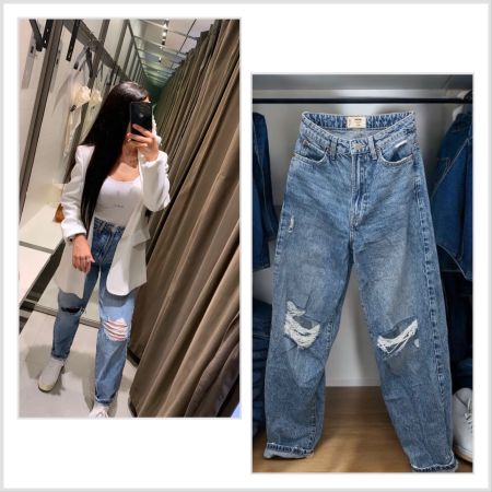 Trendy Mom Jeans Gr. 34 Destroyed Look Damenhose  Sommerhit!