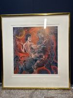 Hans Erni Original Lithographie mit Blattgoldrahmen