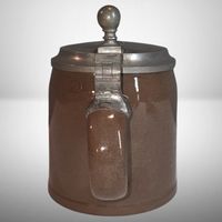 ✨ Antiker Bierkrug 1887 | Zinndeckel Gravur | Sammlerstück ✨