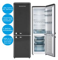 RETRO Kühlschrank freistehend Gefrierkombi Schwarz 249L