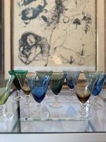 Mid-Century Harlekin-Set, 10 farbige Gläser 1960er