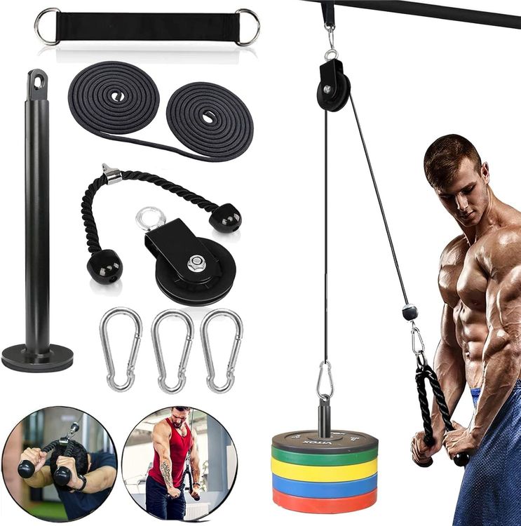 Latzug Seilzug Fitness Pulley System für Arm Rücken Schulter (Neu und ...