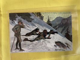 Alte Schweizer Armee Postkarte im Winter, sehr gut erhalten.