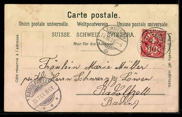 Cartoline postali: Litho Einsiedeln, Kirche und Kloster – Usato da Berlin venduto da bartko-reher 1