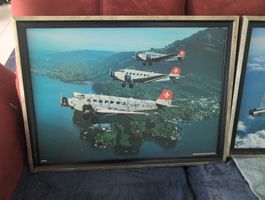 2 Bilder Flugzeuge Schweizer Luftwaffe je ca.60x80cm,gerahmt