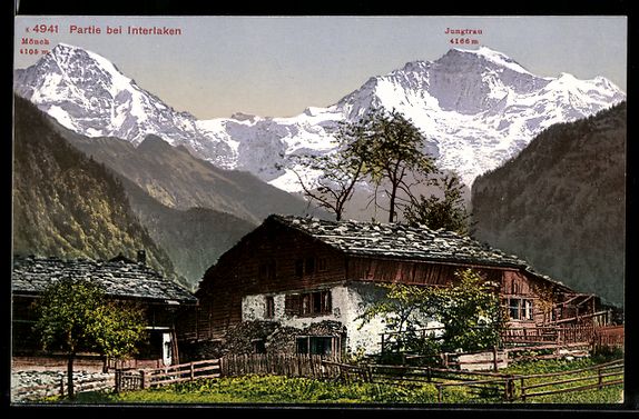 Cartoline postali: Interlaken, Partie bei Interlaken mit M – Usato da Berlin venduto da bartko-reher