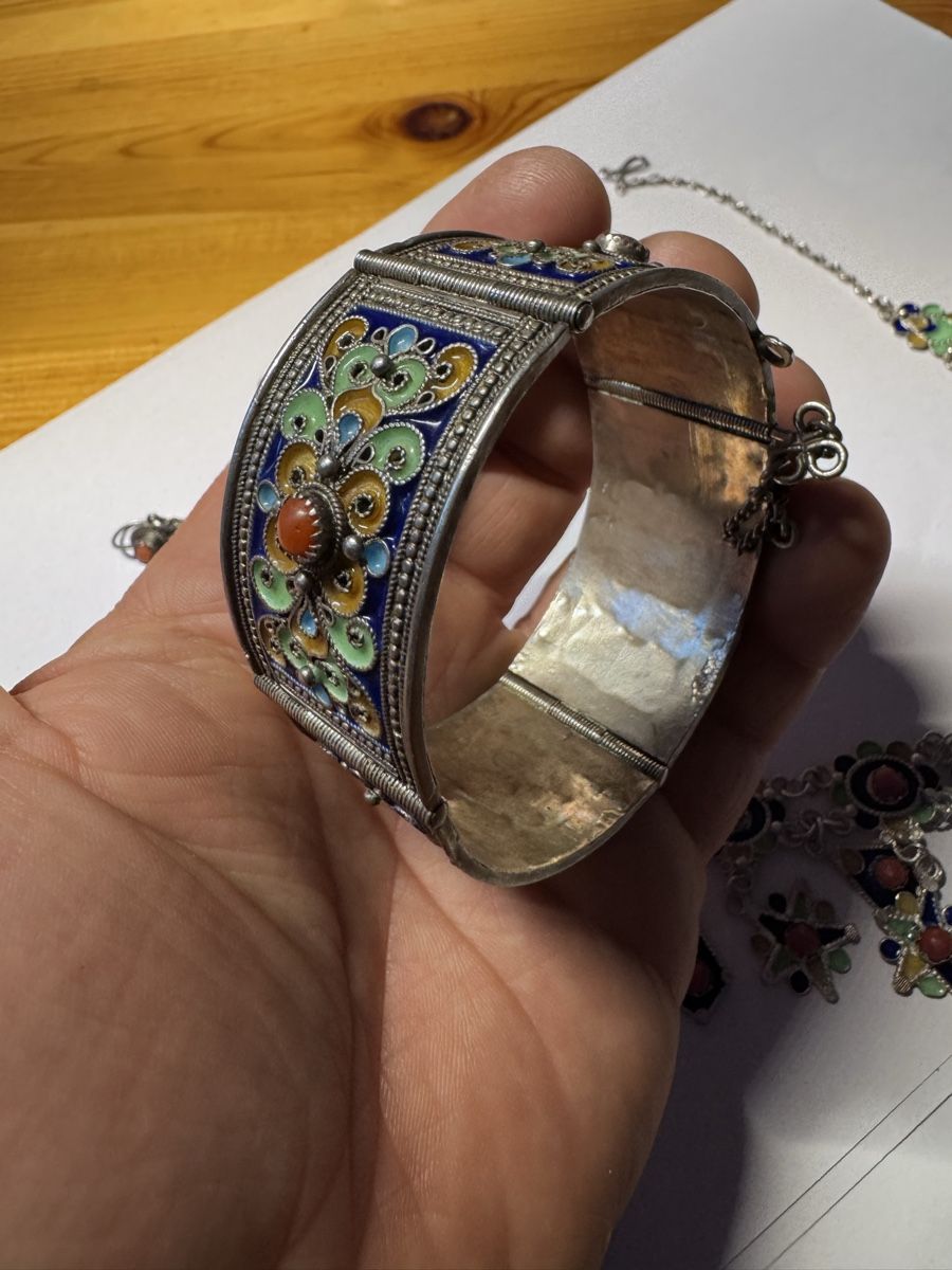 Altri gioielli: Superbe parure bijoux anciens argent émaillé corail – Usato da Vésenaz venduto da Angela.C3 4