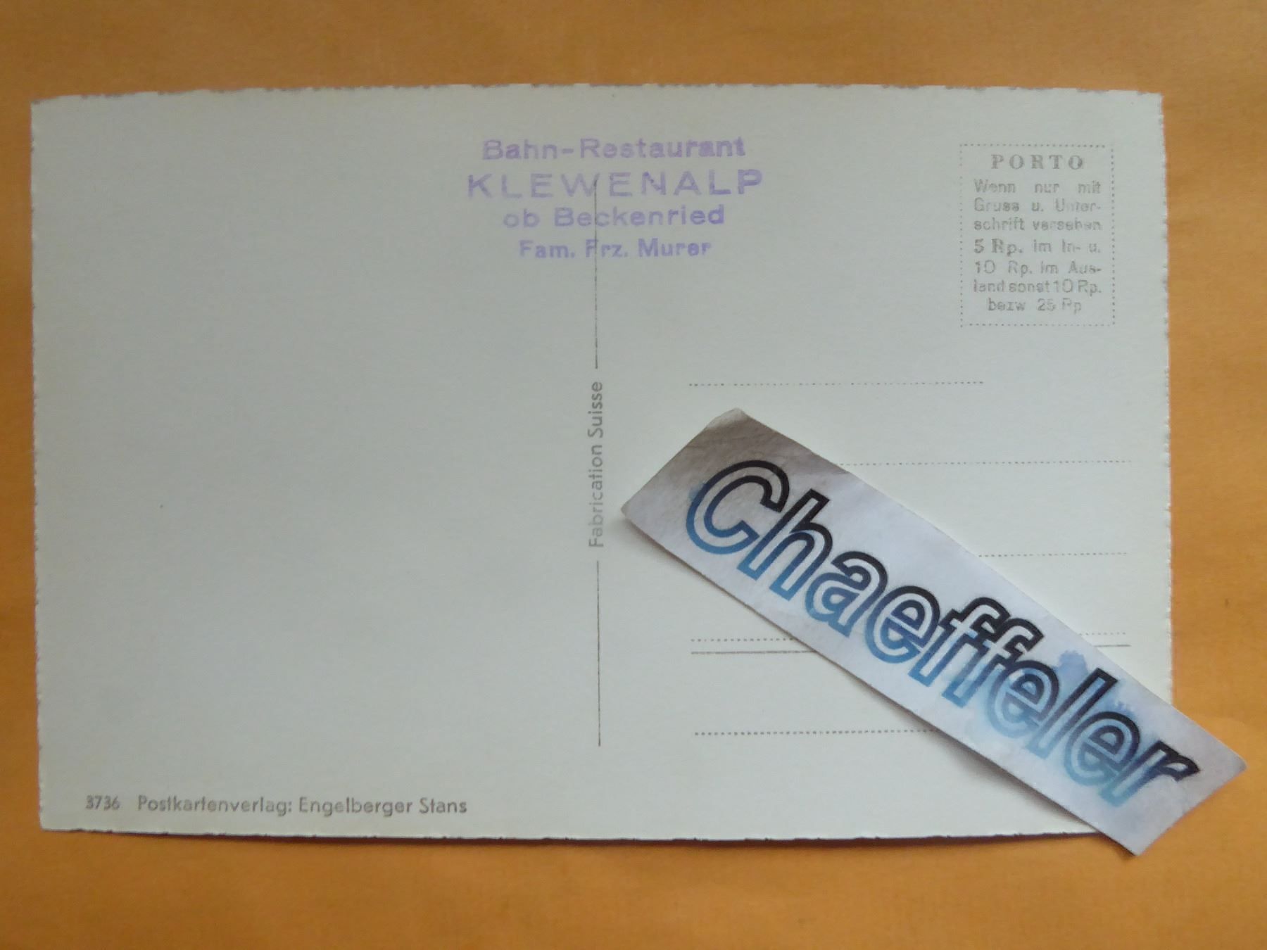 Cartoline postali: Bahnrestaurant Klewenalp – Nuovo (secondo la descrizione) da Zürich venduto da Chaeffeler 1