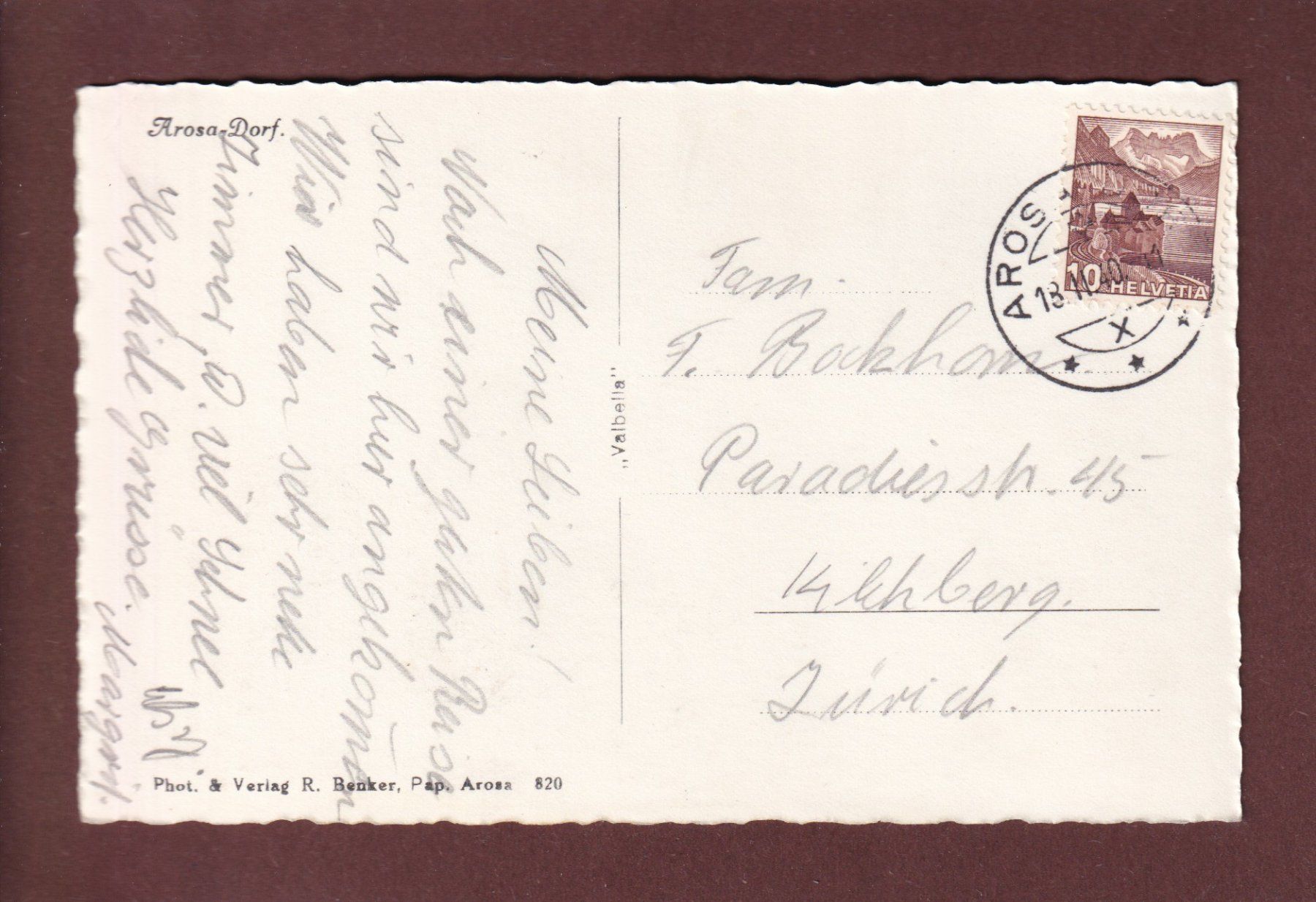 Cartoline postali: AROSA-DORF - 1940 // Eckbug // – Usato da Pully venduto da nicecards 1