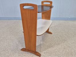 50s Black&White Beistelltisch mit 2 Ablagen Holz Tisch