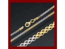 45cm elegante Bismarck-Collierkette 2mm Silber 925 bicolor