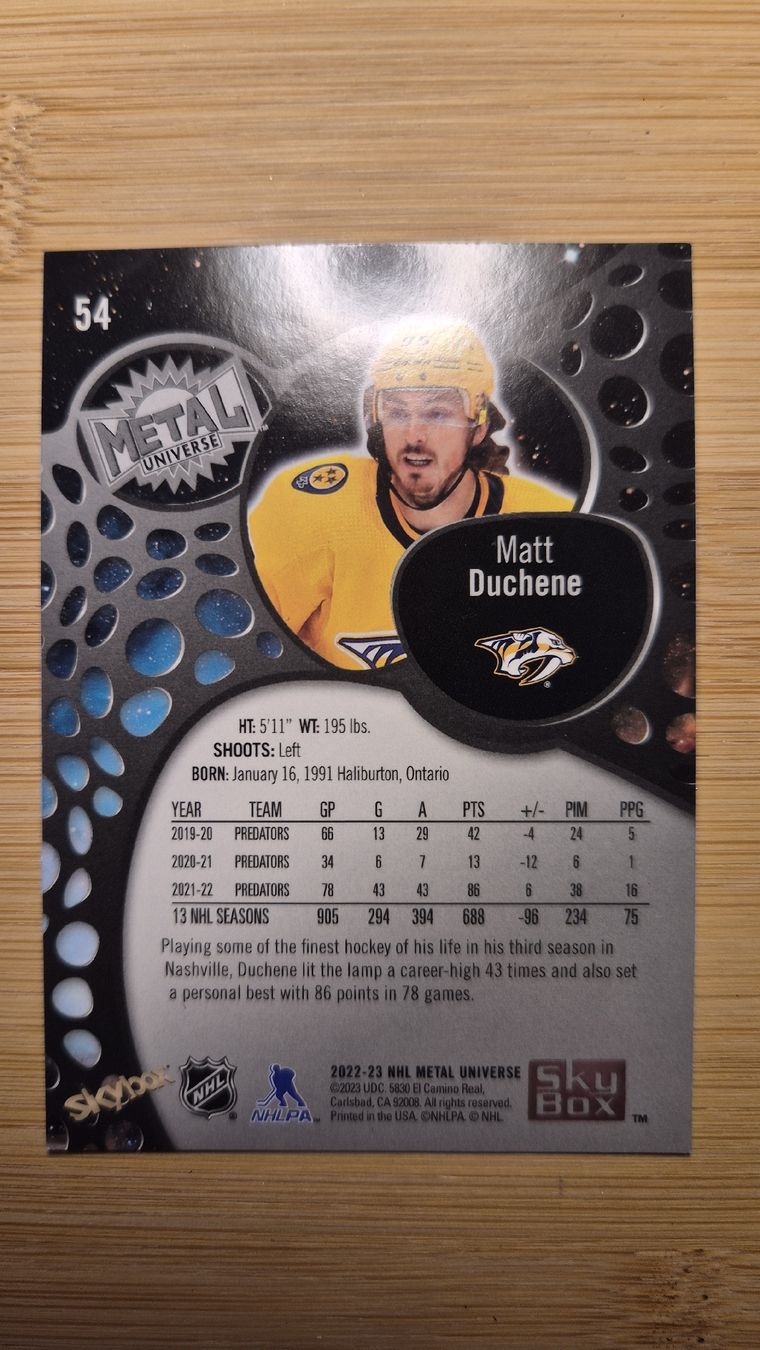 NHL Carte collezionabili: NHL Nashville Predators Matt Duchene – Usato da Bellach venduto da paedu-1980 1