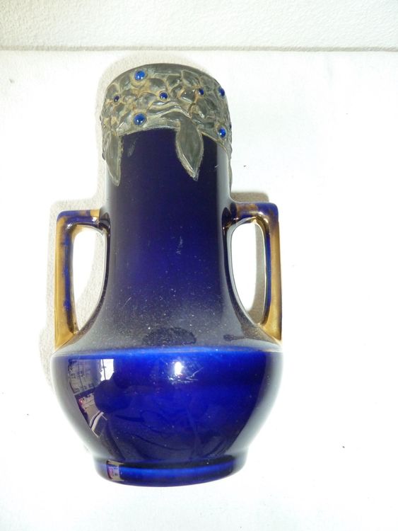 Rustikale Keramikvase Mit Griffen - Bauernhaus Deko 14,8cm Grau