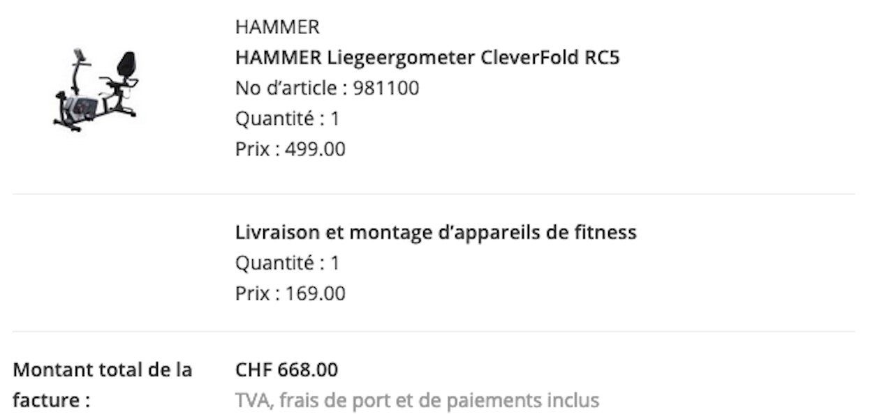 Hometrainer: Vélo d'appartement couché Hammer – Usato da Genève venduto da obongard 3