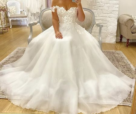 Brautkleid A-Linie Spitze Tüll Grösse 36 neu