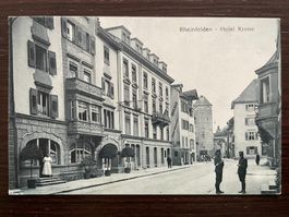 RHEINFELDEN Hotel Krone, belebt, Militär, 1920