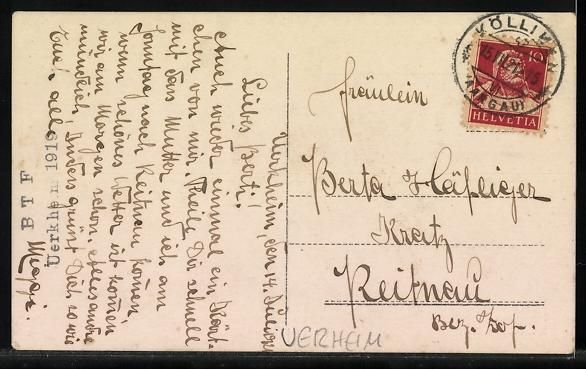 Cartoline postali: AK Uerkheim, Ortspartie mit Kirche, 1921 – Usato da Berlin venduto da bartko-reher 1